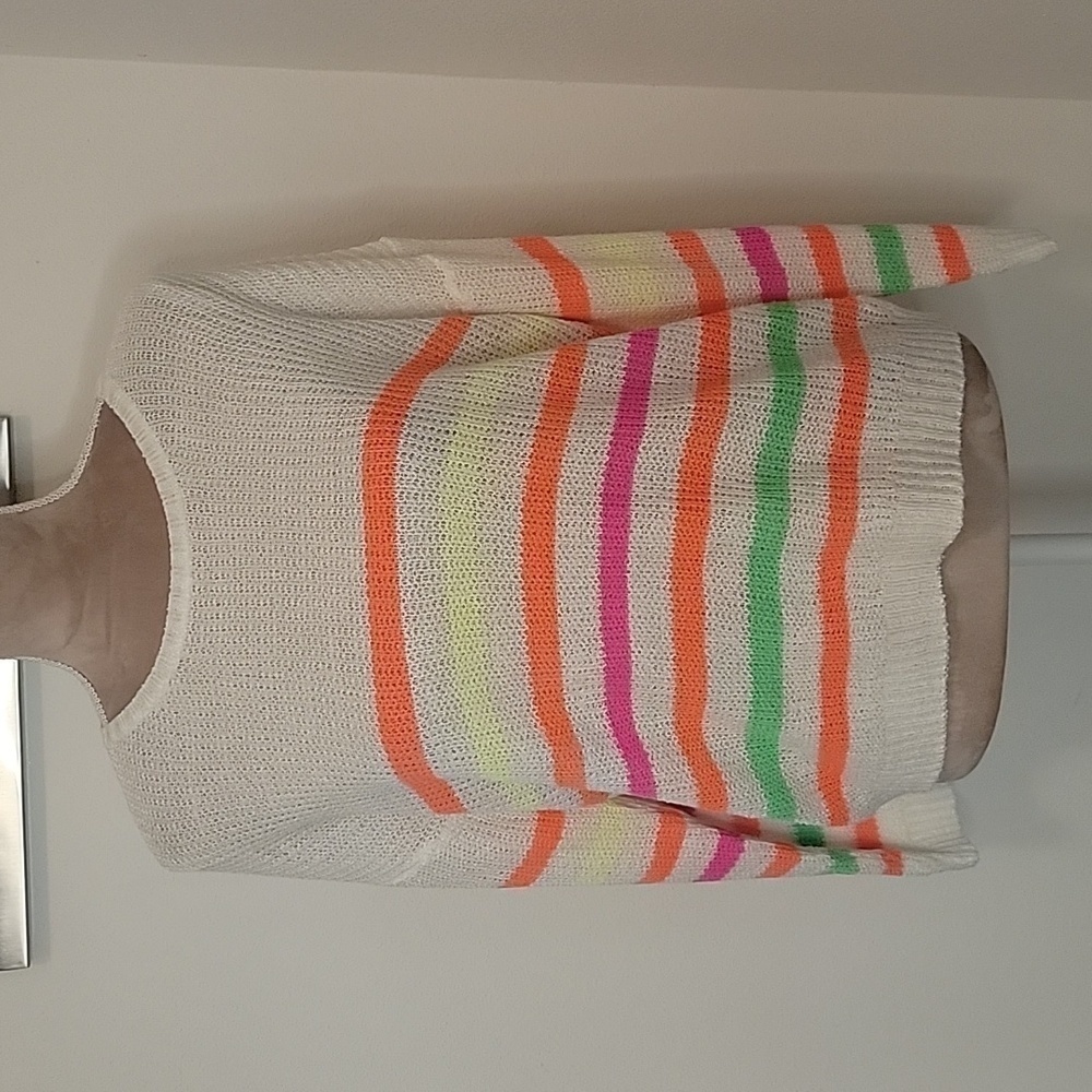 Dreamers Ivory with Flourescent Stripe Sweater, Size S/M